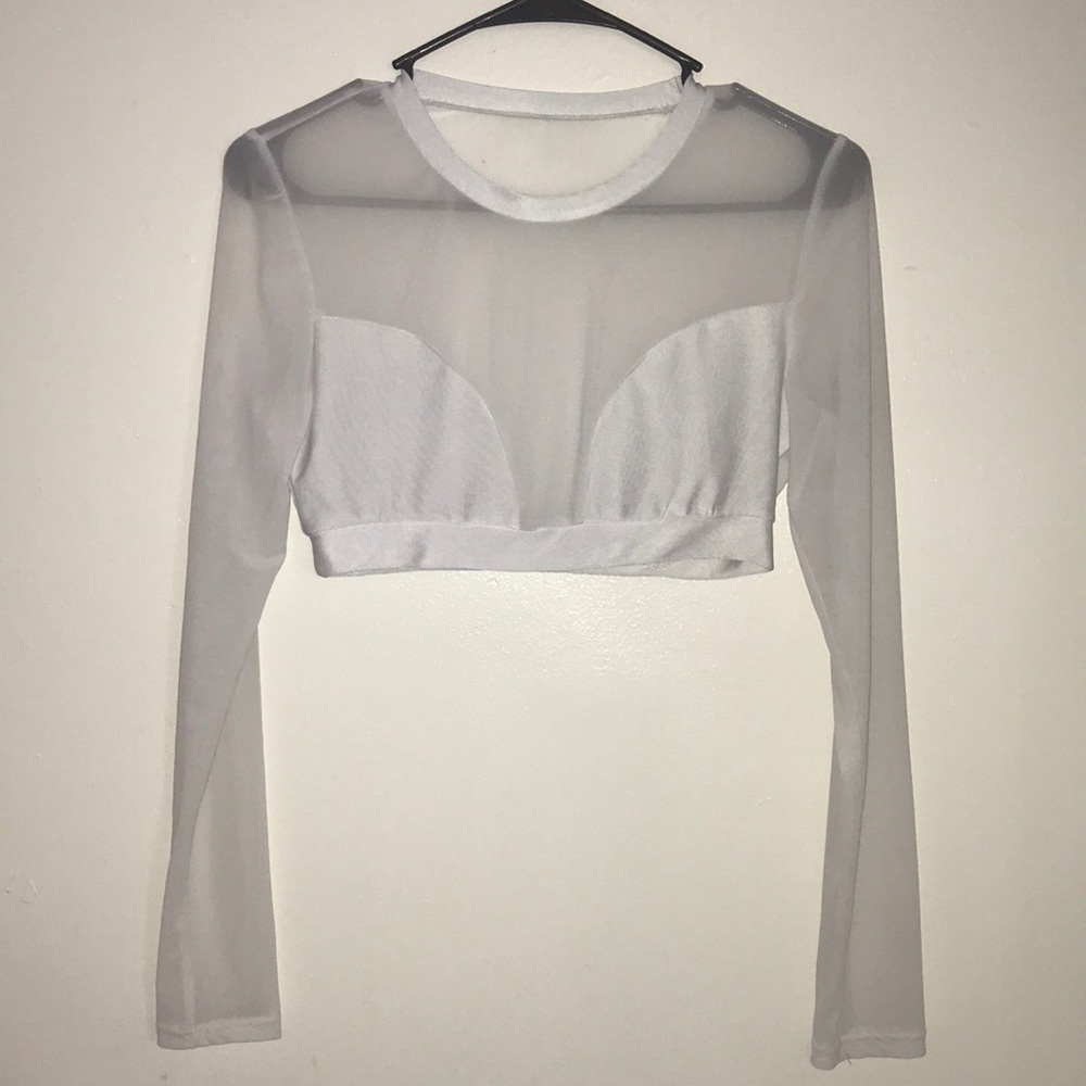 CLUBWEAR CROP TOP SHEER LONG SLEEVE